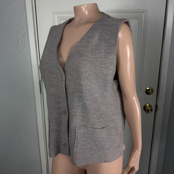 Eileen Fisher Women's Top Sweater Shirt L Cardigan Knit Boiled Wool Vest GG24 - Picture 2 of 6